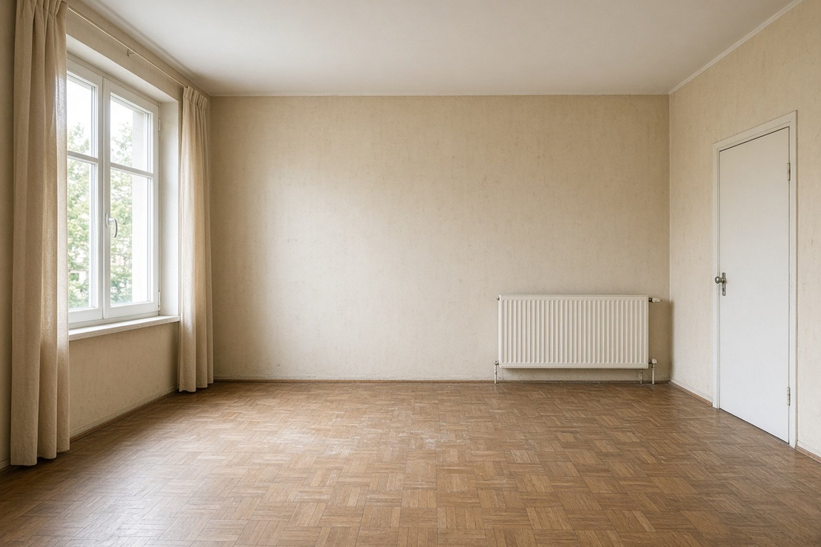 Dasselbe Wohnzimmer nach der Räumung